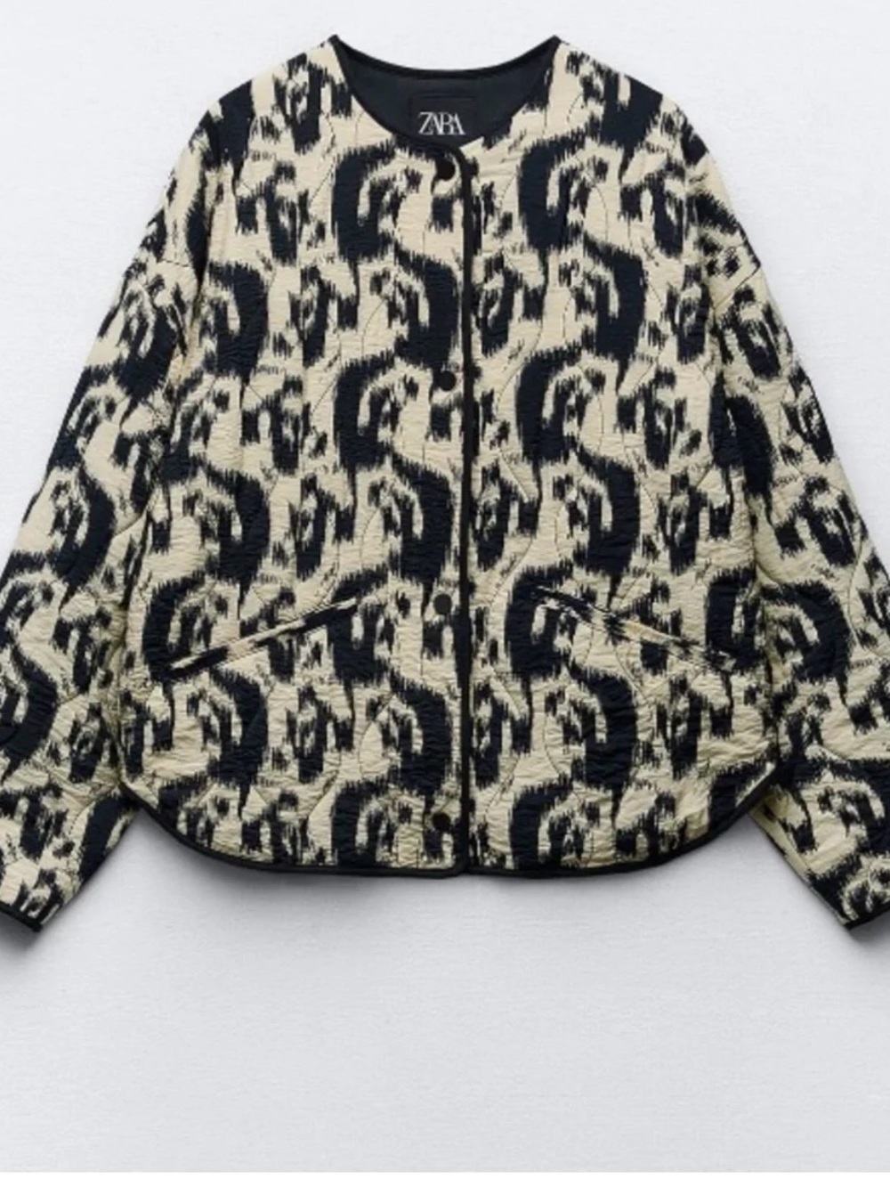 Zara Black & Cream Patterned Jacket. NWOT